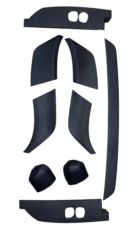 9 PIECE CHEQUER PLATE BLACK BODY TRIM KIT FOR LAND ROVER DEFENDER 90 L663 2020+